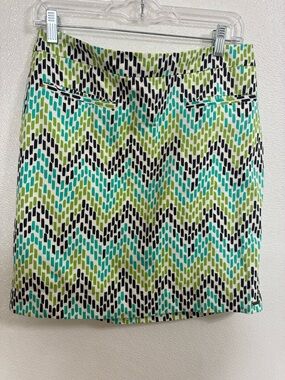 Hatley Chevron-Style Mini Skirt in Green, Teal & Black size 6
